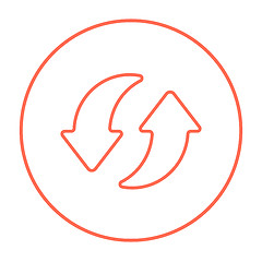 Image showing Two circular arrows line icon.