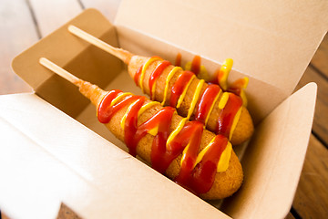 Image showing Corn dog in paper box