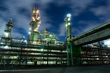 Image showing Oil refinery at night