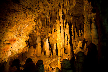 Image showing Stalactites in cave at Japan