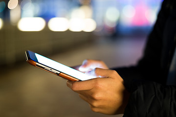 Image showing Woman use of mobile phone at night