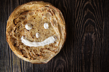 Image showing Fried tasty smiling pancakes 