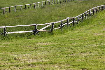 Image showing wooden fence on the farm  