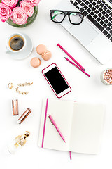 Image showing Still life of fashion woman, objects on white