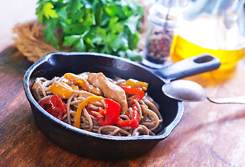 Image showing soba with meat and vegetables