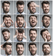 Image showing Set of young man\'s portraits with different emotions