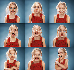 Image showing The collage of girl with different emotions