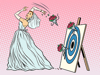 Image showing The bride bouquet flower girl throws on target