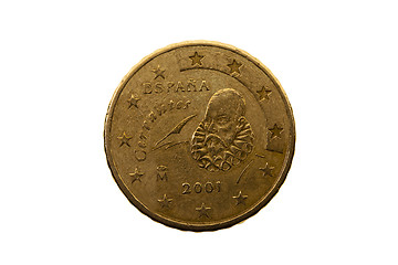 Image showing European cents, close-up  