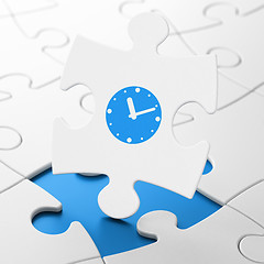 Image showing Time concept: Clock on puzzle background
