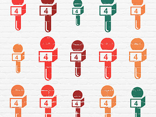 Image showing News concept: Microphone icons on wall background
