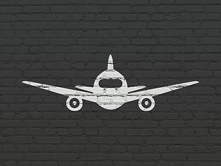 Image showing Travel concept: Aircraft on wall background