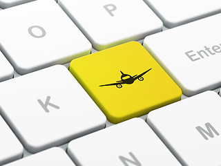 Image showing Tourism concept: Aircraft on computer keyboard background