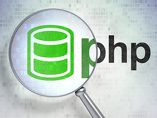 Image showing Database concept: Database and Php with optical glass