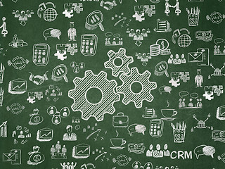 Image showing Business concept: Gears on School Board background