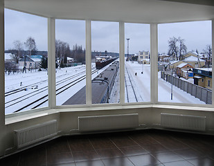 Image showing plastic window with view of permanent way