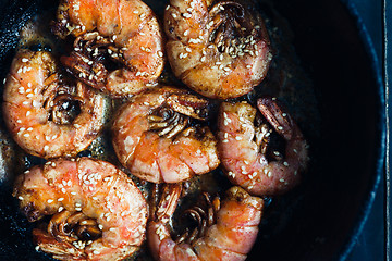 Image showing Shrimp fried with garlic and sesame seeds