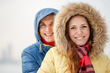 Image showing Couple smiling, hugging 