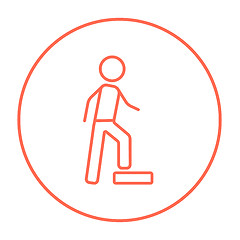 Image showing Man doing step exercise line icon.