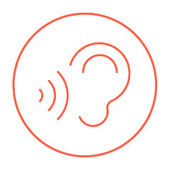 Image showing Ear and sound waves line icon.