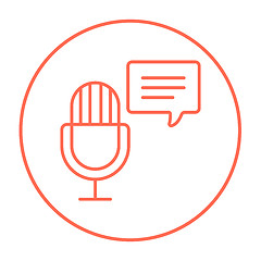 Image showing Microphone with speech square line icon.