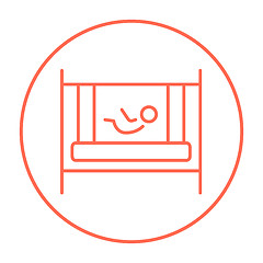 Image showing Baby laying in crib line icon.