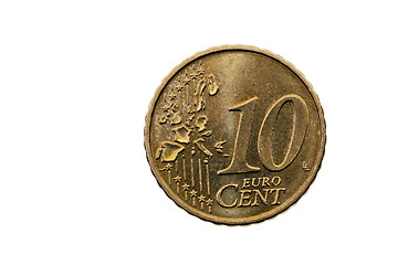 Image showing European cents, close-up  