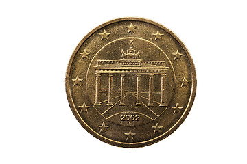 Image showing European cents, close-up  