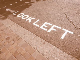 Image showing  Look Left sign vintage