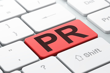 Image showing Marketing concept: PR on computer keyboard background