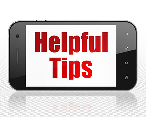 Image showing Education concept: Smartphone with Helpful Tips on display