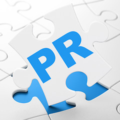 Image showing Advertising concept: PR on puzzle background