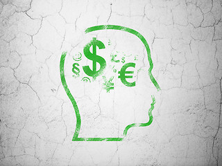 Image showing Studying concept: Head With Finance Symbol on wall background