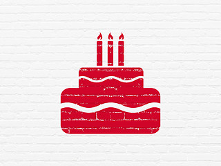 Image showing Entertainment, concept: Cake on wall background