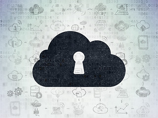 Image showing Cloud technology concept: Cloud With Keyhole on Digital Paper background