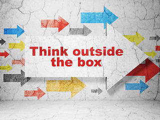 Image showing Learning concept: arrow with Think outside The box on grunge wall background