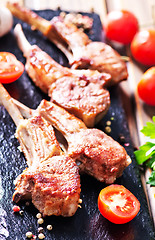 Image showing Rack of lamb fried with aromatic olive oil