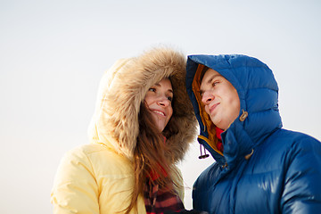 Image showing beautiful couple embracing in winter