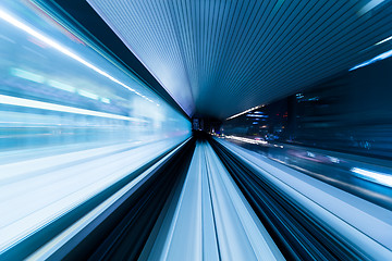 Image showing Speedy train moving in tunnel