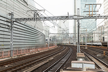 Image showing Railroad track in city