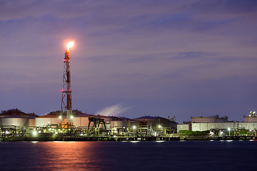 Image showing Seaside Industrial factory at night