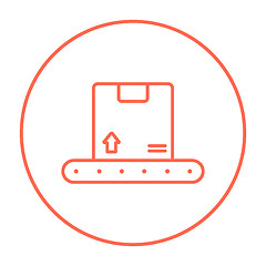 Image showing Conveyor belt for parcels line icon.