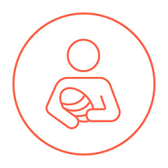 Image showing Woman holding baby line icon.