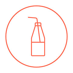 Image showing Glass bottle with drinking straw line icon.