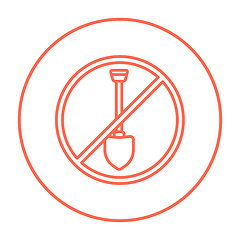 Image showing Shovel forbidden sign line icon.