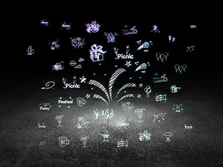 Image showing Holiday concept: Fireworks in grunge dark room