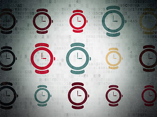 Image showing Time concept: Watch icons on Digital Paper background