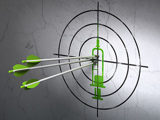 Image showing Healthcare concept: arrows in Syringe target on wall background