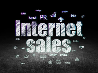 Image showing Marketing concept: Internet Sales in grunge dark room