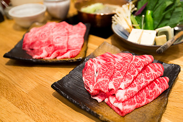 Image showing Set of boil food, Japanese hot pot